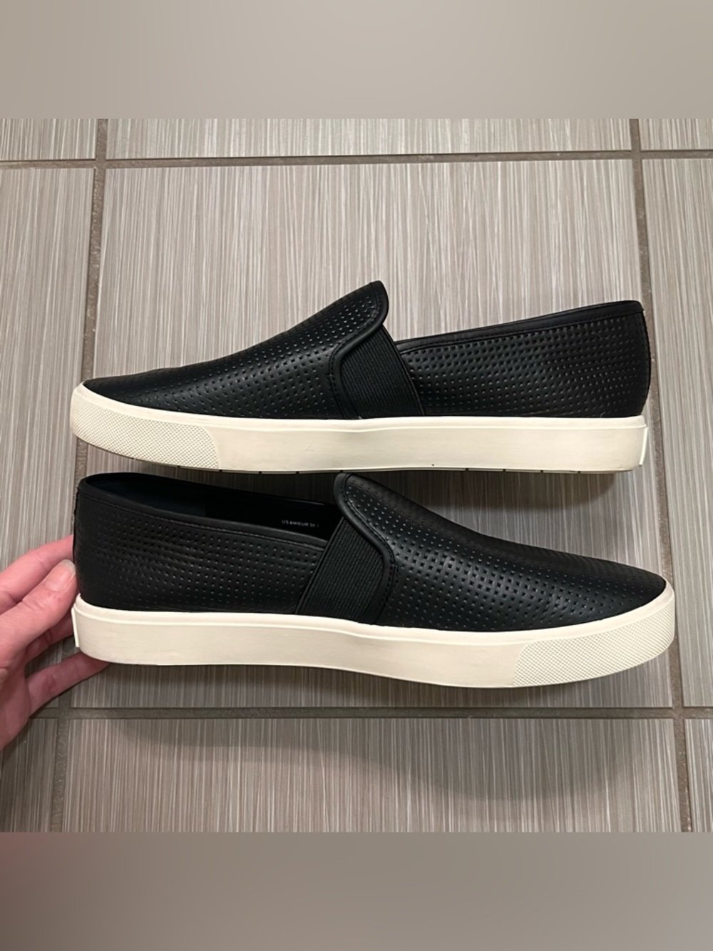 Vince Black Slip On Shoes leather 8